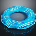 Blue Swim Ring Sports Equipment With White Stripes And Circle Patterns For Water Activities