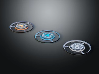 Industrial Equipment with Circular Metal Frame and Multicolored Central Components 3d model