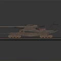 Detailed Historical Military Railway Gun Model With Rail Track Base Structure