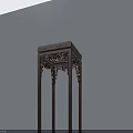 Chinese Style Swing Door with Intricate Carved Patterns and Dark Wood Frame