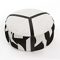Modern Light Gray Textured Fabric Ottomans With Black Straps And Geometric Patterns 3d model