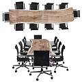 Modern Wooden Conference Table With Black Rolling Office Chairs For Office Meeting Room