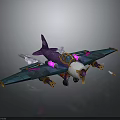 Cosmic Spaceship With Purple Wings Blue Body And Detailed Decorations For Space Exploration