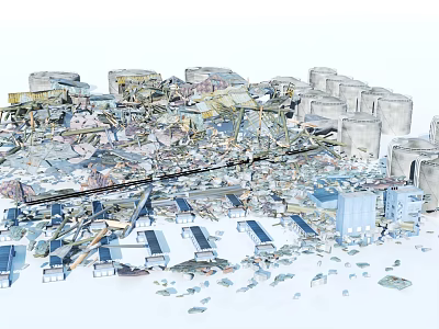 Industrial Factory Interior Featuring Metal Machinery Storage Tanks And Steel Structures 3d model