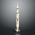 Realistic White Rocket Model With Multistage Structure Red Markings And Engine Base 3d model