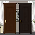 Solid Wood Hinged Doors With Ornate Carved Patterns For Interior Decor 3d model