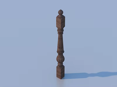Wooden Decorative Column With Intricate Carved Design For Home Decoration 3d model