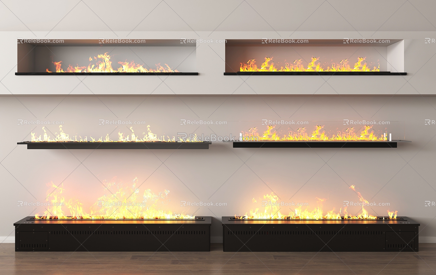 Modern Fireplace Electronic Flame Stove 3d model