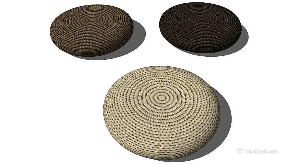 Comfortable Round Woven Decorative Cushions In Various Colors For Home Use 3d model 