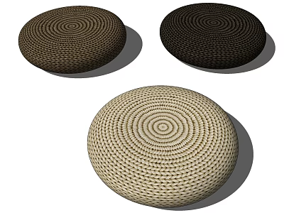 Comfortable Round Woven Decorative Cushions In Various Colors For Home Use 3d model