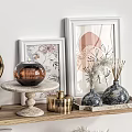 Quiet Ornaments Combination Ornaments Candlestick Vase Flower Furnishings Crafts Bookshelf Shelf Glasses Clock 3d model