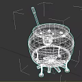 Daily Use Metal Pot with Legs Containing Green Liquid and Stirring Stick