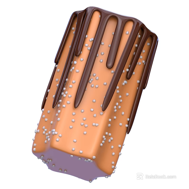 Refreshing Frozen Orange Popsicle with Chocolate Drizzle and White Sprinkles 3d model 