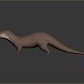 Brown Otter 3D Model Standing On Gray Background With Realistic Rendering 3d model