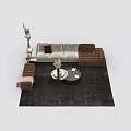 Modern Sofa Coffee Table Combination With Gray Brown Sofas Round Tables And Decorative Rug 3d model