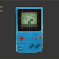 Blue Handheld Game Console With Red Control Buttons And Classic Game Screen