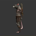 Muscular Man With Rat Head In Warrior Outfit Holding Bow And Standing