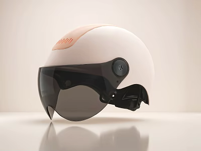 Sleek Modern Motorcycle Helmet With Light Pink Accent And Visor 3d model