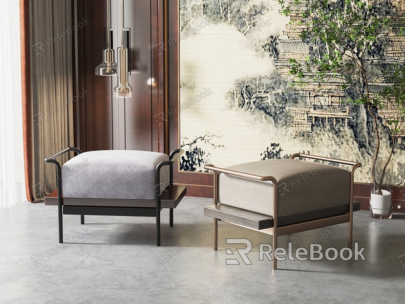 New Chinese Style Sofa Stool Sofa Stool Combination model