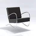 Modern Black Single Chair with Sleek Metal Frame and Curved Design