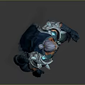 Fantasy Warrior Character With Red Skin White Hair And Blue Armor Costume Design