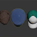 Daily Use Hats with Different Styles Furry Texture Blue Badge Cap and White Green Design