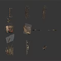 Ancient Traditional Weapons Collection With Spears Arrows Traps And Wooden Frames