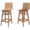 Wooden Bar Stools with Modern Design Tall Legs Backrest and Sturdy Wood Frame