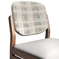 Modern Minimalist Single Chair With Wooden Frame Patterned Fabric Backrest And Gray Cushion Seat