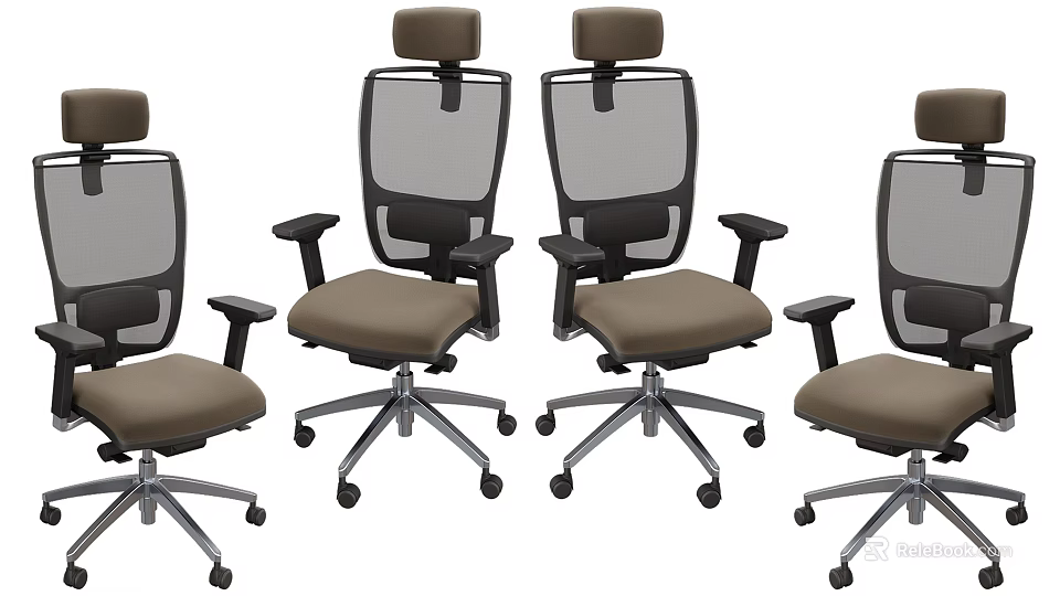 Ergonomic Office Chairs With Mesh Back Headrest Adjustable Armrests And Swivel Wheels 3d model