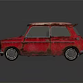 Vintage Red Car With Rusted Body Weathered Roof And Hood Rust Spots