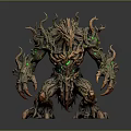 Mythical Tree Creature With Root Like Body Glowing Green Elements And Claws