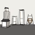 Japanese Style Outdoor Lights With Traditional Roof Like Tops And Warm Illumination Effects