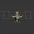 Detailed Pink Biplane Model With Green Yellow Accents Circular Wing Patterns On Dark Aerospace Background