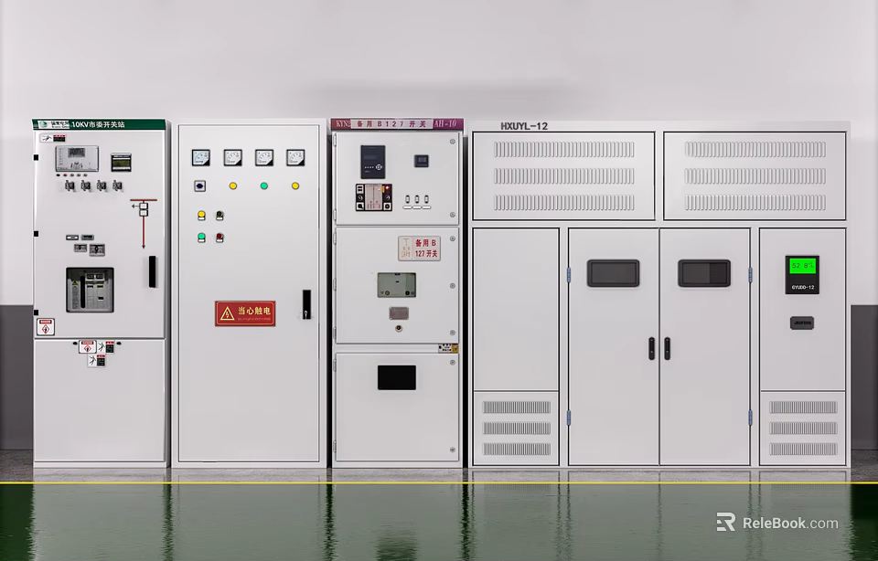 Advanced Industrial Electrical Control Cabinets With Panel Displays And Indicator Lights 3d model 