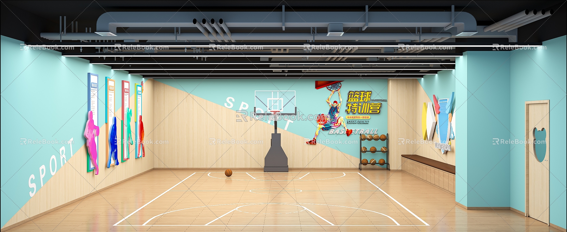 Modern Basketball Hall Basketball Classroom 3d model