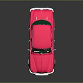 Pink Toy Car Small Sedan With Green Windows On Gray Reflective Surface