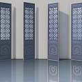 Decorative Deep Blue Swing Doors With Intricate Patterns And Elegant Design 3d model