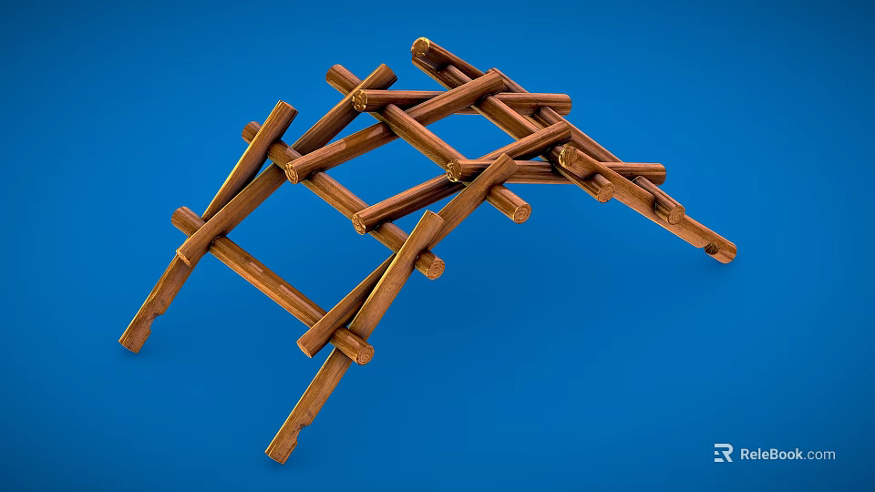 Sturdy Wooden Sports Equipment With Crossed Frame For Outdoor Agility Training Exercises 3d model 