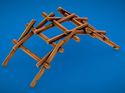 Sturdy Wooden Sports Equipment With Crossed Frame For Outdoor Agility Training Exercises 3d model