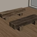 Two Rustic Wooden Benches On Wooden Floor With Natural Light From Window