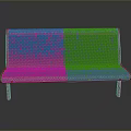 Green Perforated Metal Outdoor Bench With Simple Design And Stable Legs