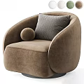 Modern Beige Upholstered Single Sofa With Gray Textured Pillow And Round Cushion Curved Lines Design