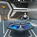 Advanced Futuristic Tech Environment With Robots Central Console And Illuminated Screens 3d model