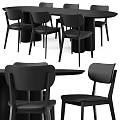 Modern Black Dining Table And Chairs Set With Minimalist Design And Comfortable Backrest Chairs