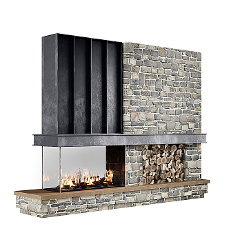 Stone wall furnace 3d model