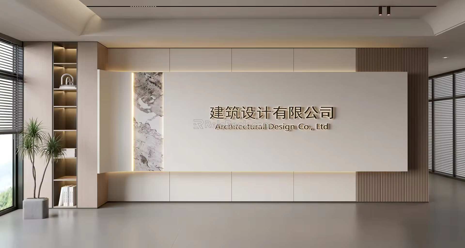 Modern Front Desk Background Wall Simple Background Wall Front Desk Reception Area Background Wall Company Front Desk Background Wall 3d model