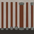 New Chinese style column pile column foundation stone column log column head column pier pan dragon column 3d model