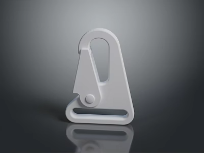 White Plastic Hook Clasp Component With Loop Top And Base Design 3d model
