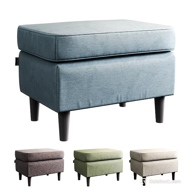 Upholstered Sofa Stool With Padded Seat Dark Legs And Multiple Color Options 3d model 